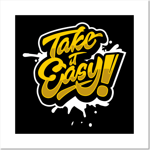 ake it Easy Retro Style Outdoors - Funny Saying Design 60's , 70's and 80's Fashion Wall Art by Printofi.com